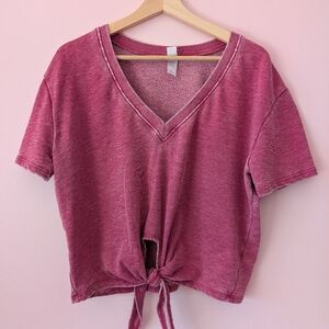 Gently Used Alternative Apparel Terry Tie-front Top Size Large